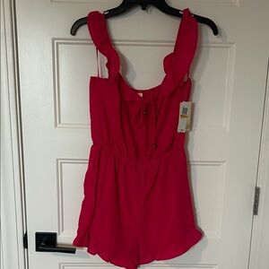BeBop Hot Pink Ruffled Jumpsuit